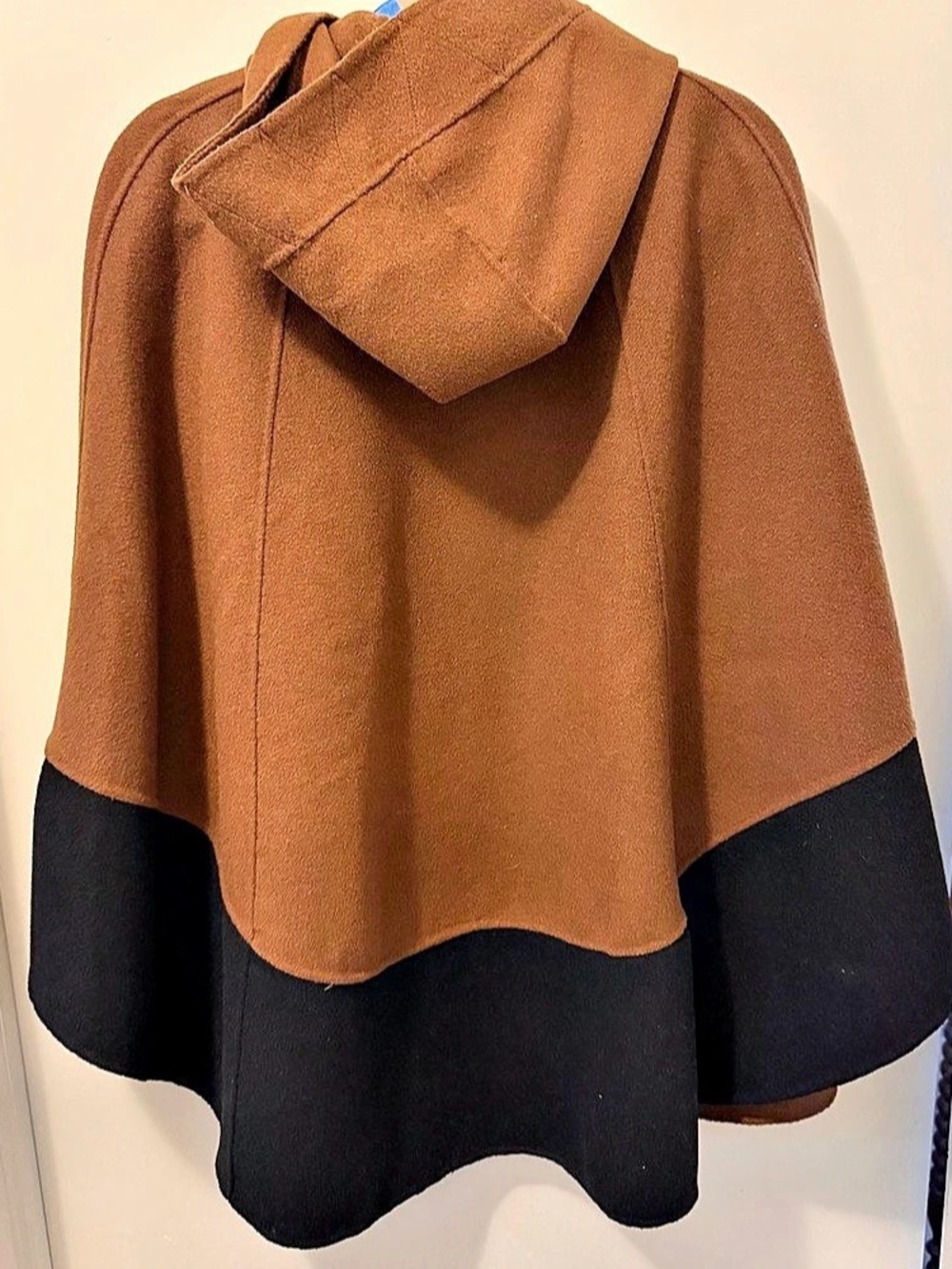 Zara Wool Blend Hooded Cape Brown & Black - Picture 8 of 9